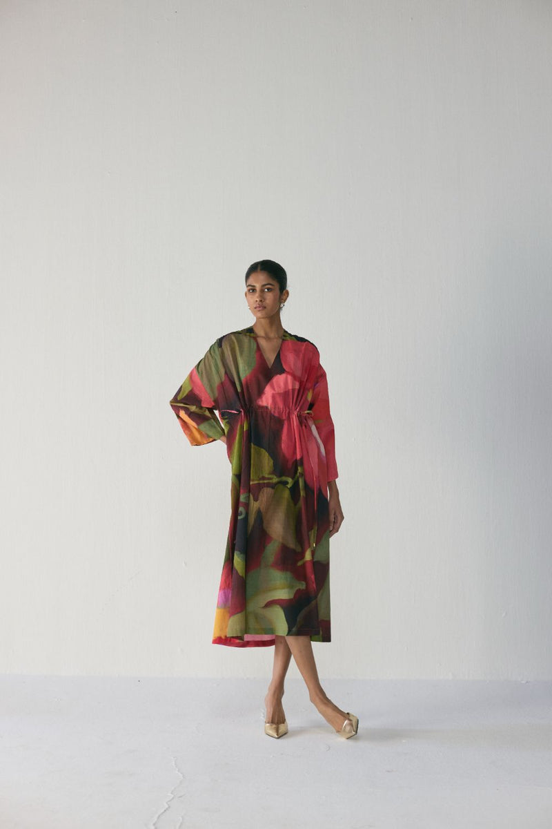Manhattan Kaftan Dress poplin by YAM in multi color for women in Singapore