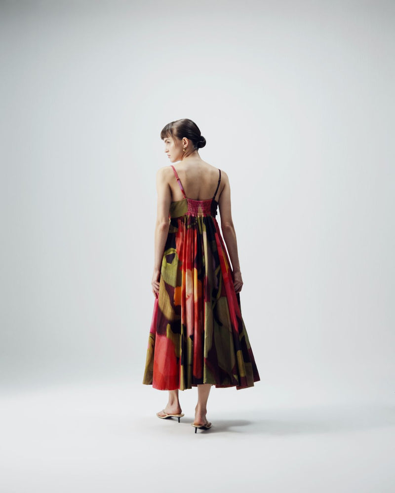 Manhattan Patchwork Dress satin by YAM in multi color for women in Singapore