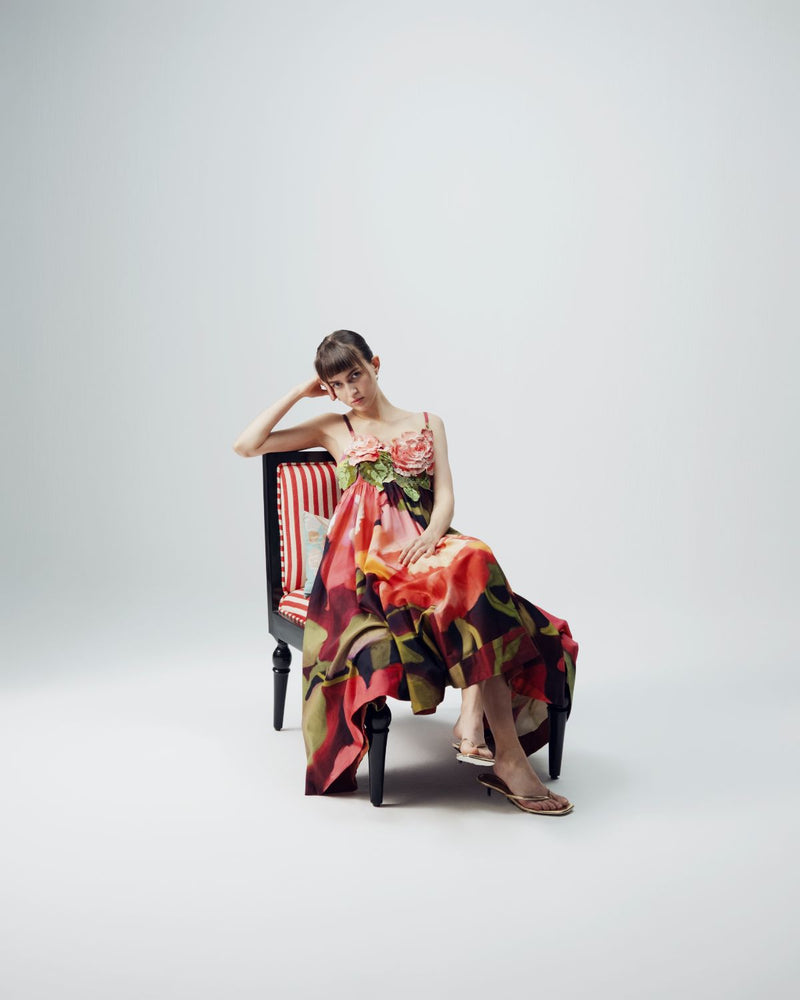 Manhattan Patchwork Dress satin by YAM in multi color for women in Singapore