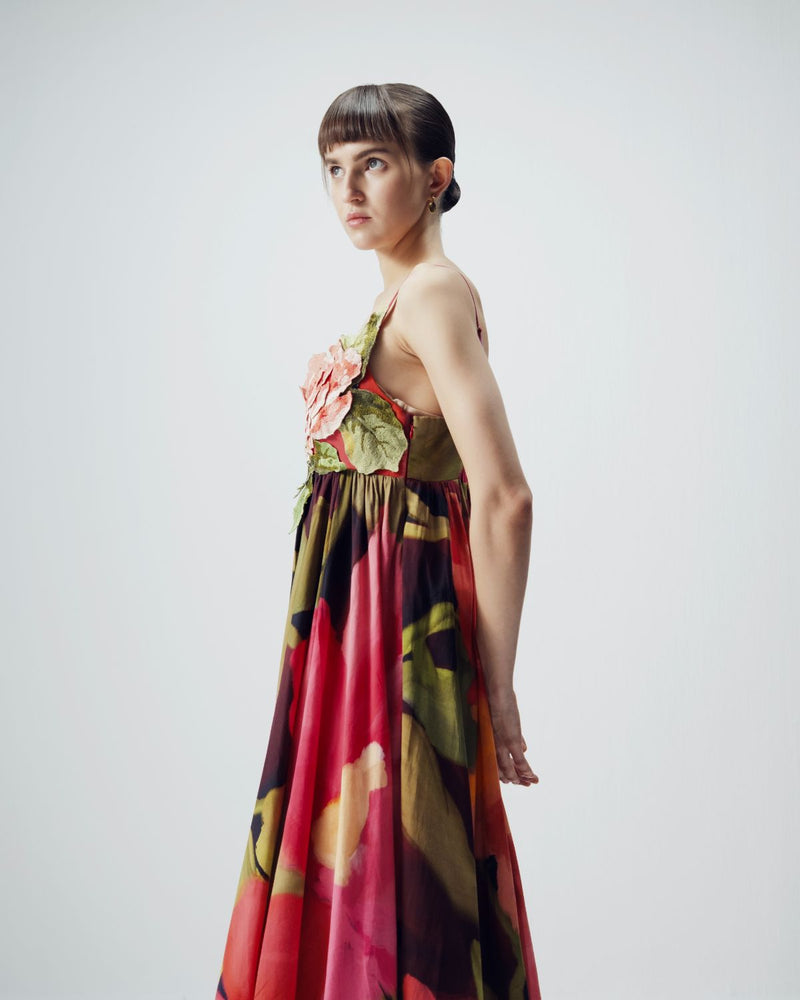 Manhattan Patchwork Dress satin by YAM in multi color for women in Singapore