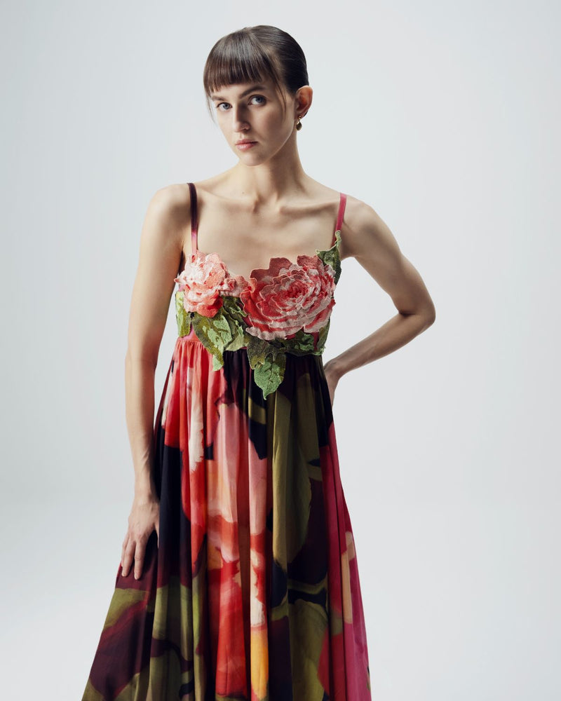 Manhattan Patchwork Dress satin by YAM in multi color for women in Singapore