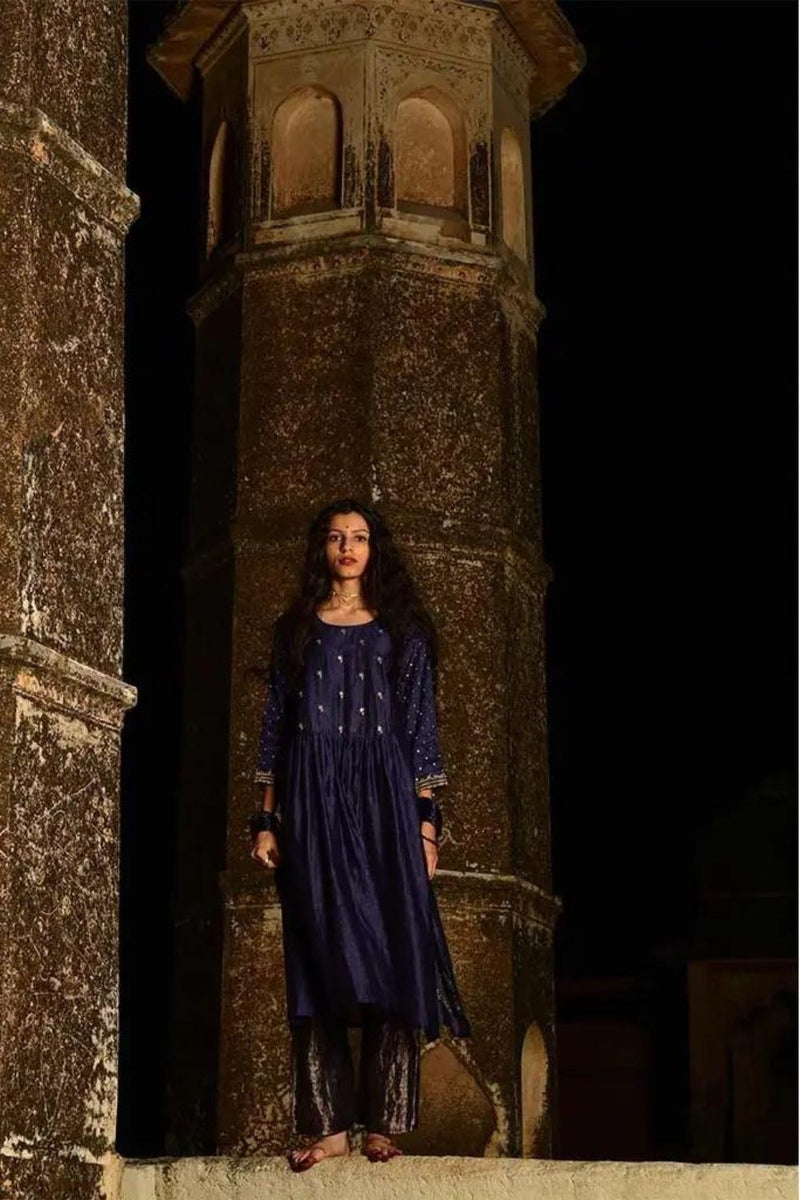 Shaniratna Kurta Set chanderi by Tokree in blue color for women in Singapore