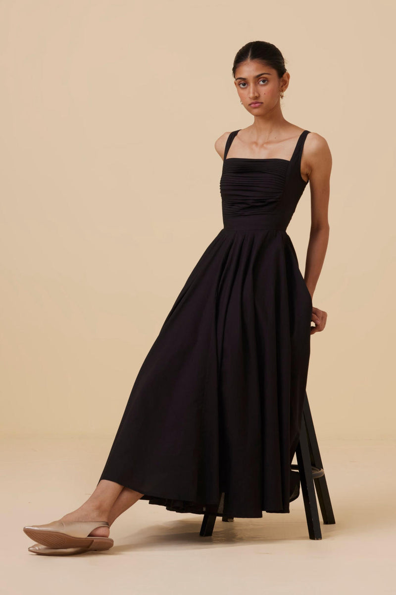 Manoor Black Organic Cotton Dress - Size L