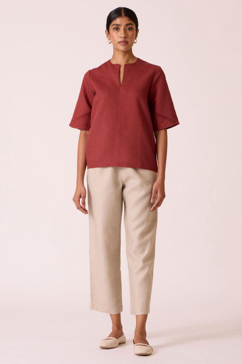 Manu Umber Linen Cotton Top cotton by The Summer House for women in Singapore