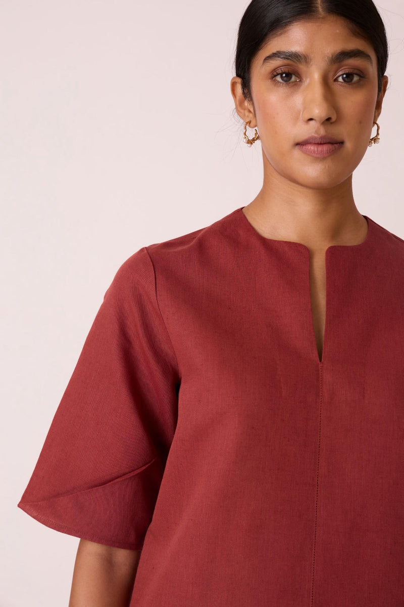 Manu Umber Linen Cotton Top cotton by The Summer House for women in Singapore