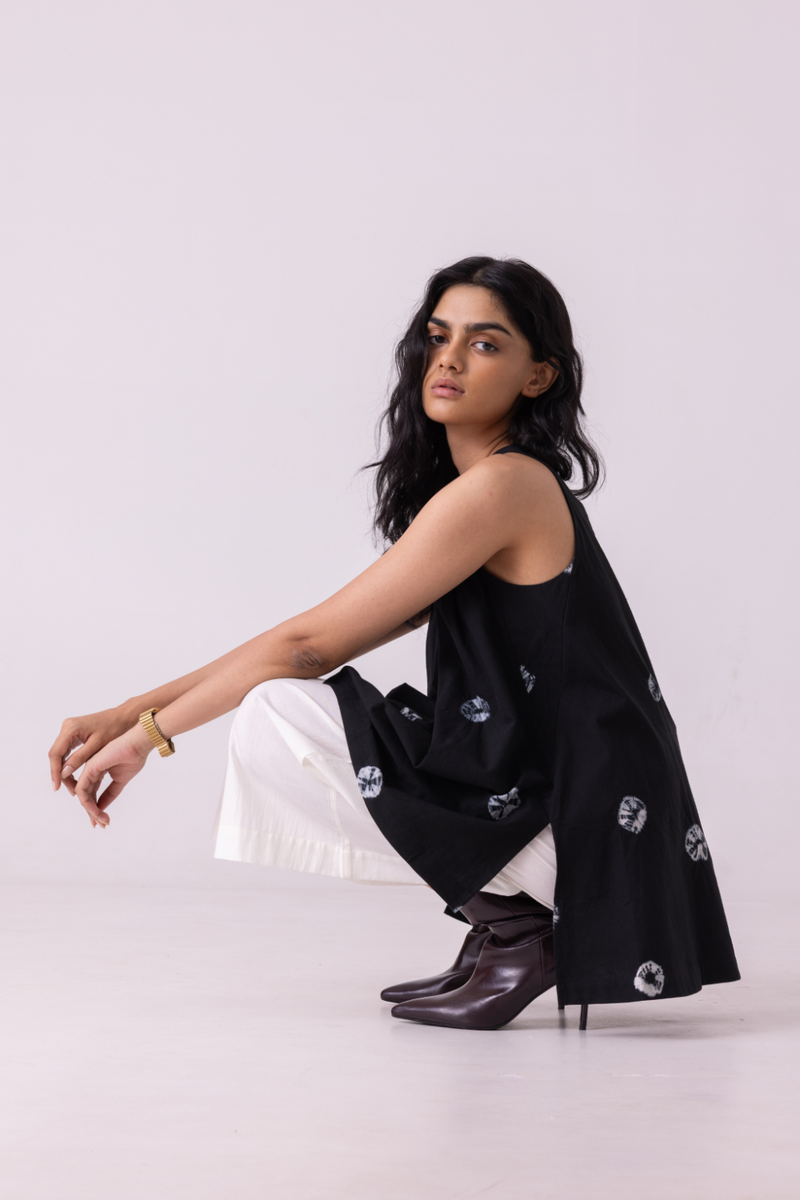Margo Black Bandhani Handwoven Top cotton by The Summer House for women in Singapore