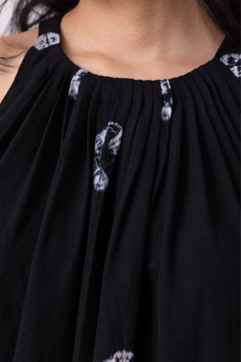 Margo Black Bandhani Handwoven Top cotton by The Summer House for women in Singapore