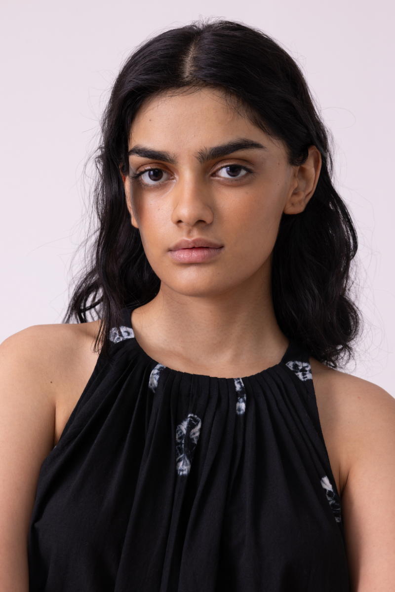 Margo Black Bandhani Handwoven Top cotton by The Summer House for women in Singapore
