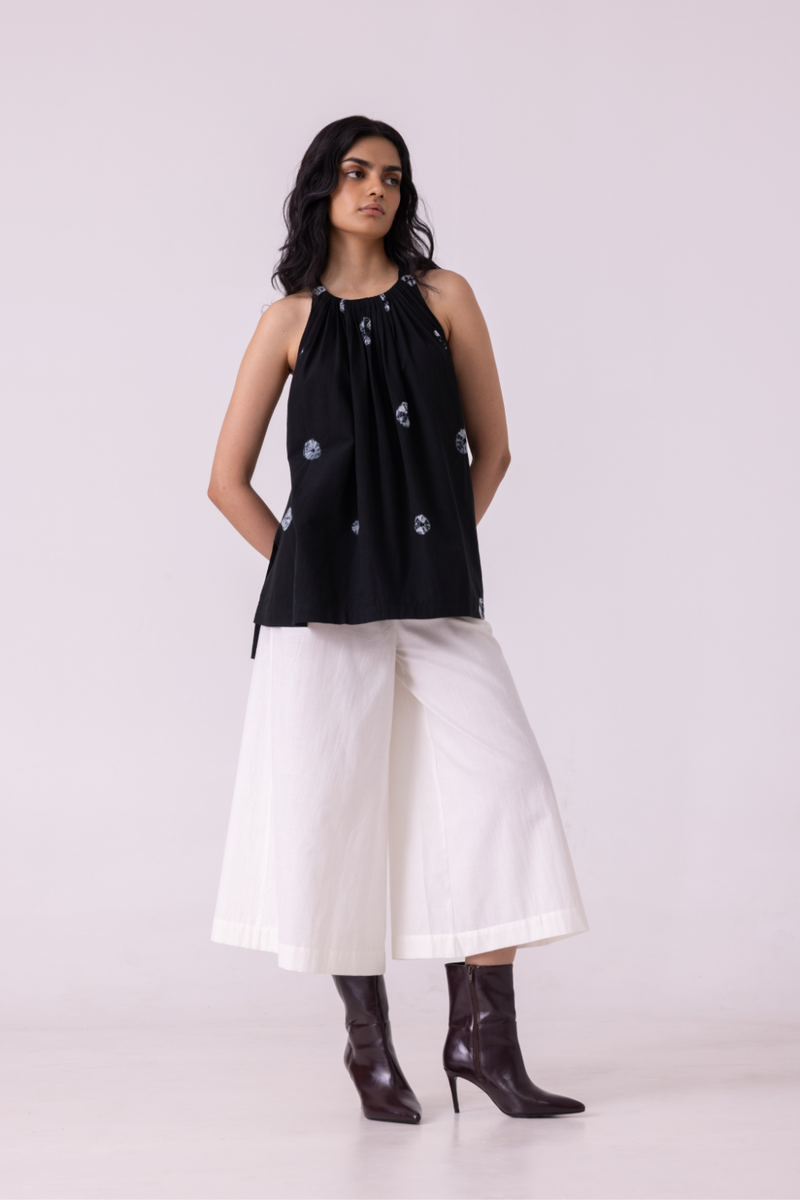 Margo Black Bandhani Handwoven Top cotton by The Summer House for women in Singapore