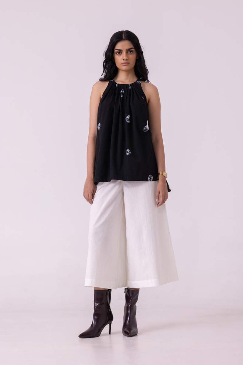Margo Black Bandhani Handwoven Top cotton by The Summer House for women in Singapore