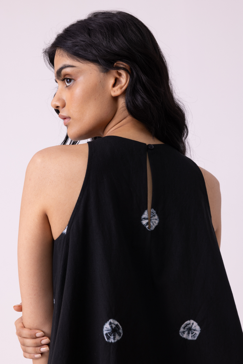 Margo Black Bandhani Handwoven Top cotton by The Summer House for women in Singapore