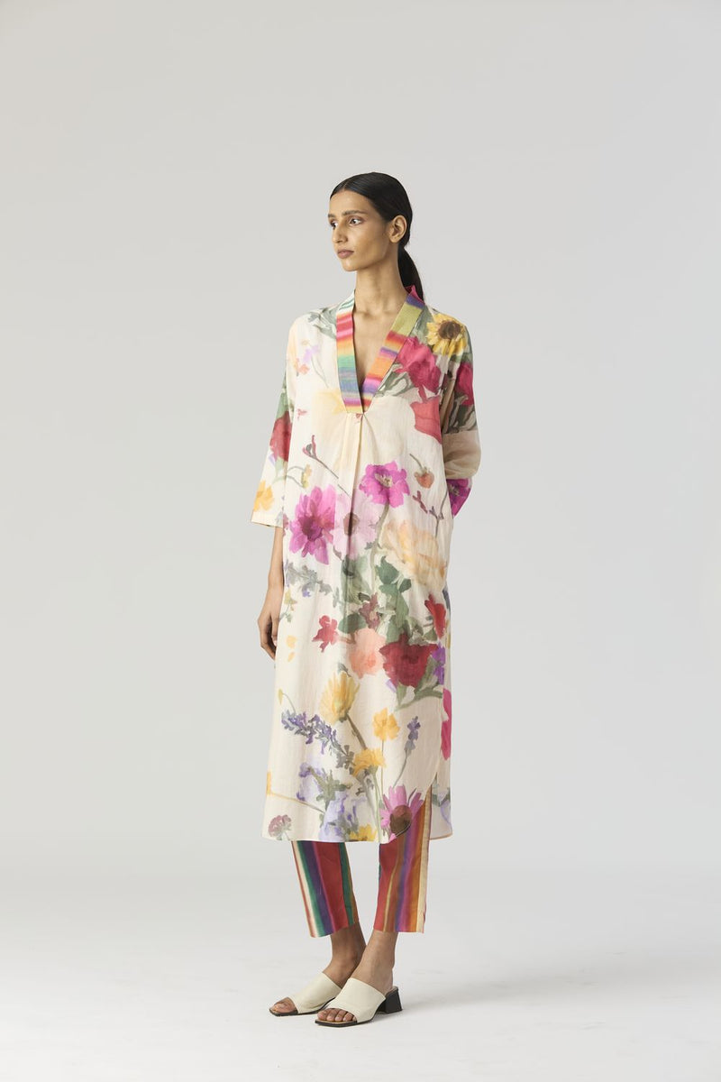 MARIA LONG KURTA SET cotton by Yam in white color for women in Singapore