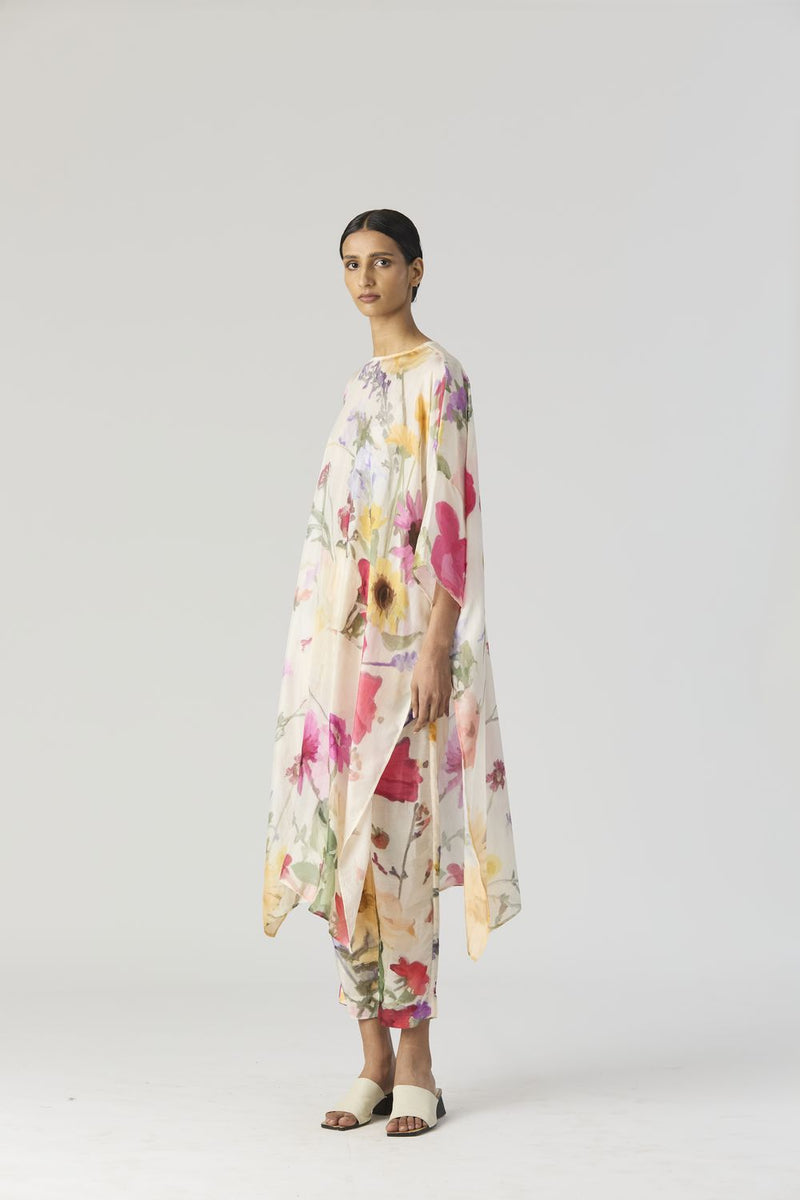 MARIA KAFTAN SET silk by Yam in white color for women in Singapore