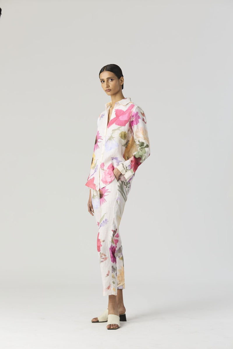 MARIA LINEN CO-ORD linen by Yam in white color for women in Singapore