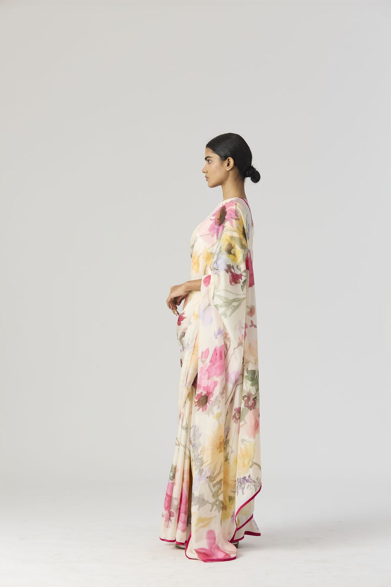MARIA SAREE linen by Yam in white color for women in Singapore