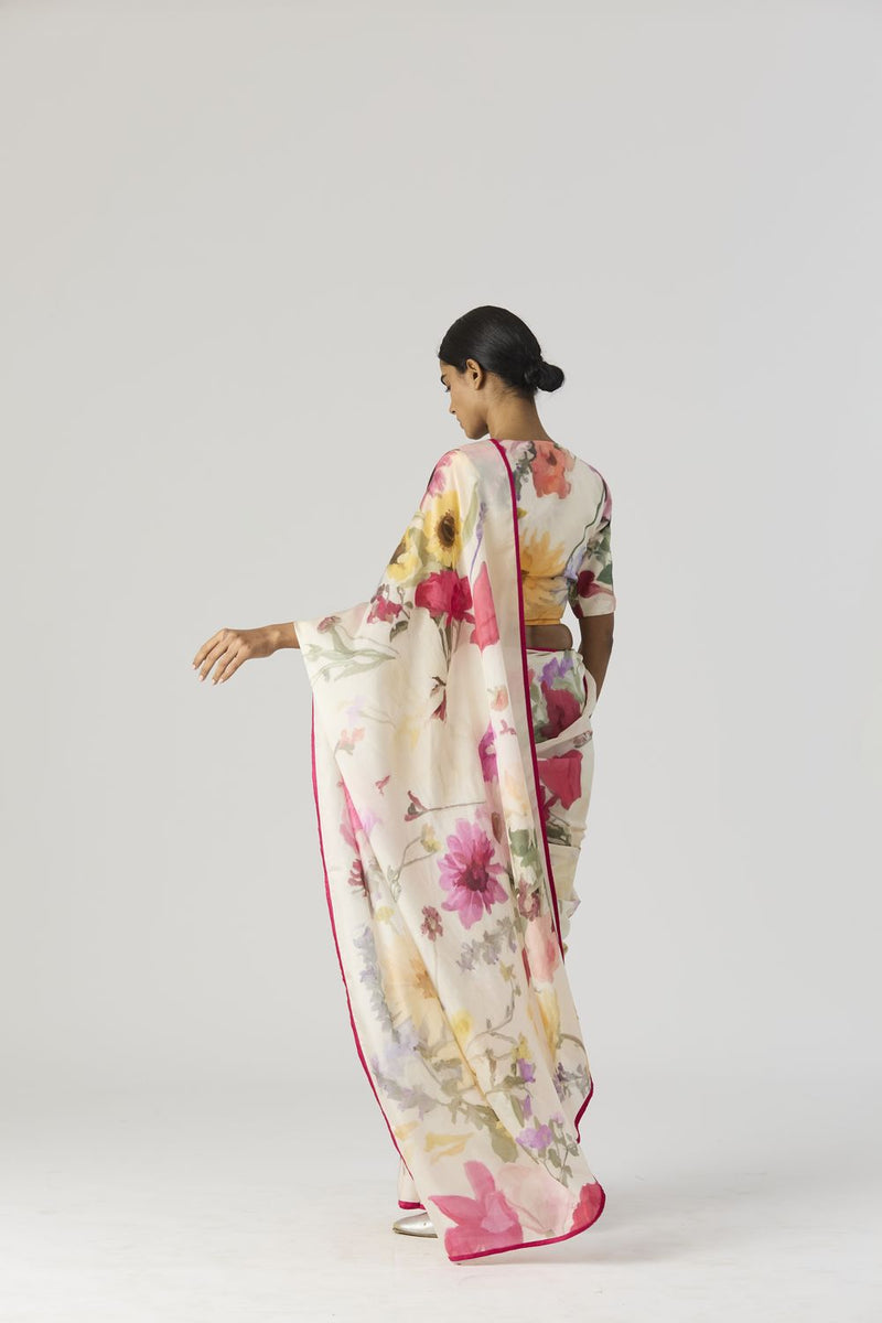 MARIA SAREE linen by Yam in white color for women in Singapore