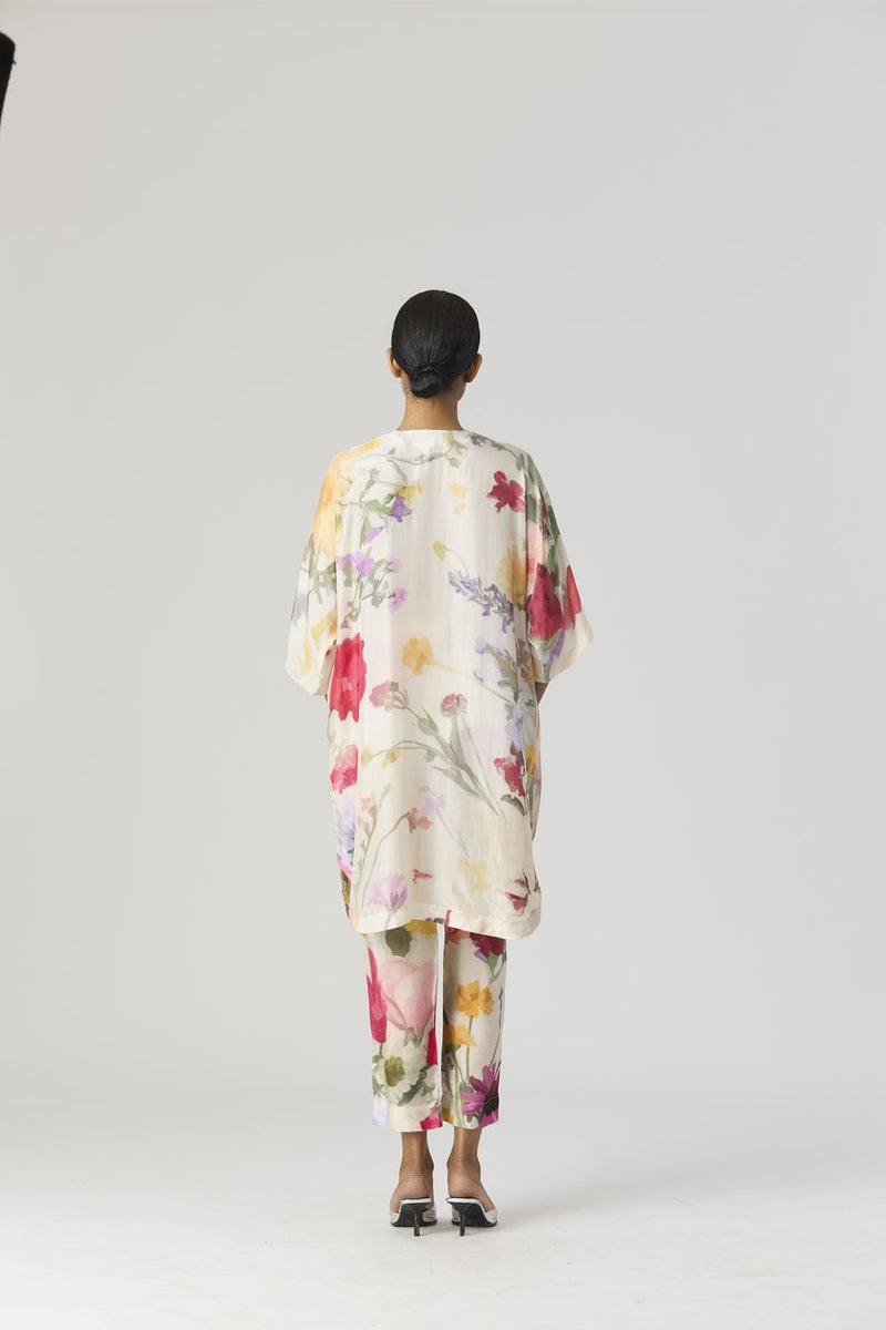MARIA SHORT KAFTAN SET silk by Yam in white color for women in Singapore