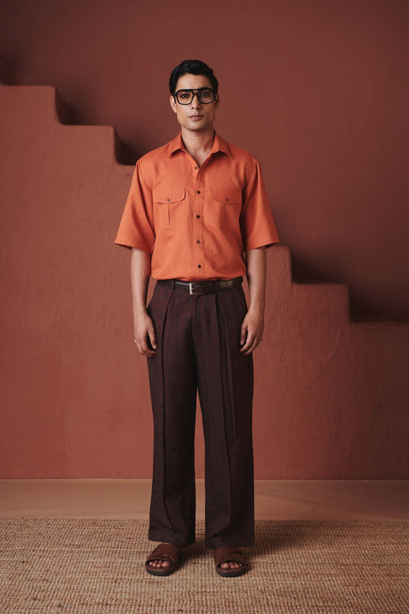 Marigold Co Linen Men's Flap Pocket Shirt