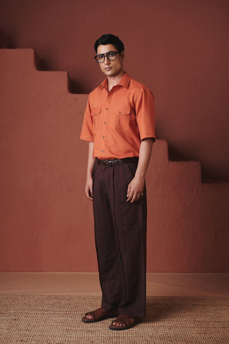 Marigold Co Linen Men's Flap Pocket Shirt