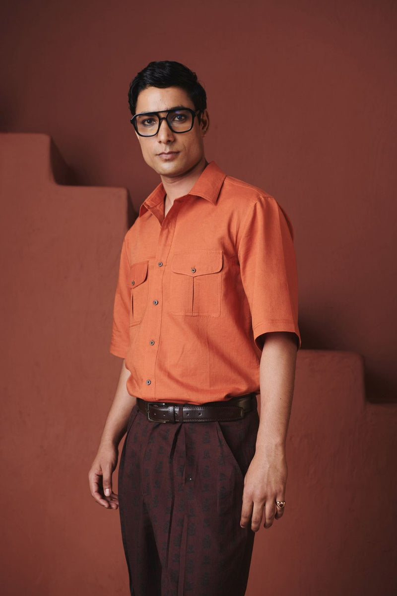 Marigold Co Linen Men's Flap Pocket Shirt