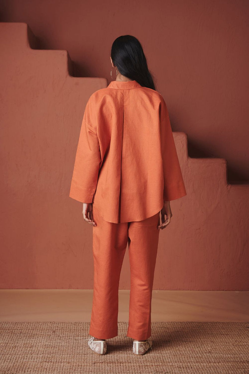 Marigold Co Linen Oversized Flared Shirt