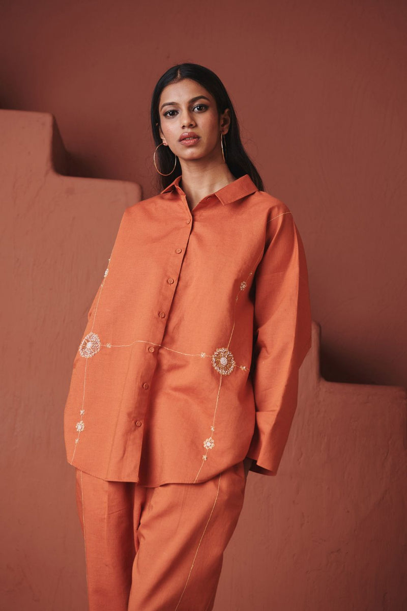 Marigold Co Linen Oversized Flared Shirt