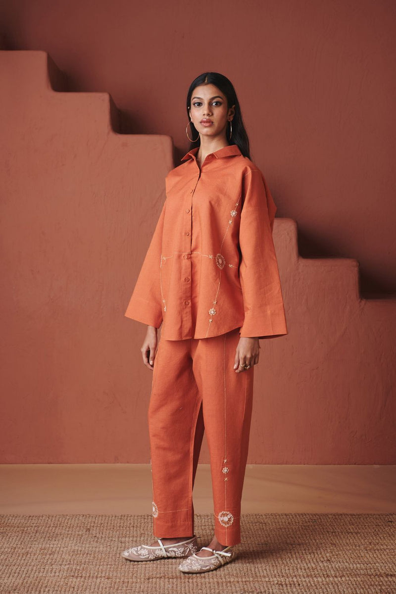 Marigold Co Linen Oversized Flared Shirt