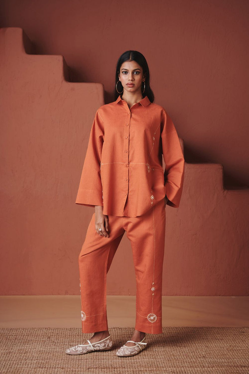 Marigold Co Linen Oversized Flared Shirt