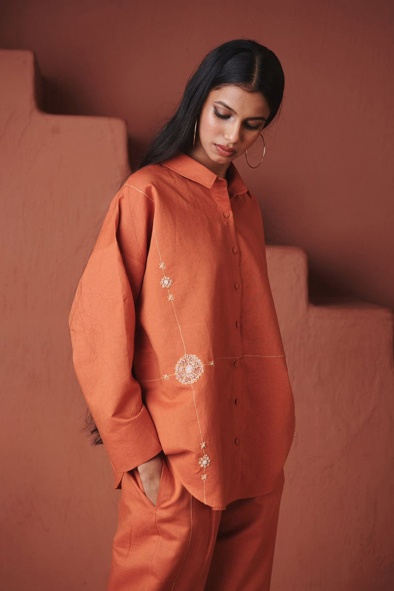 Marigold Co Linen Oversized Flared Shirt