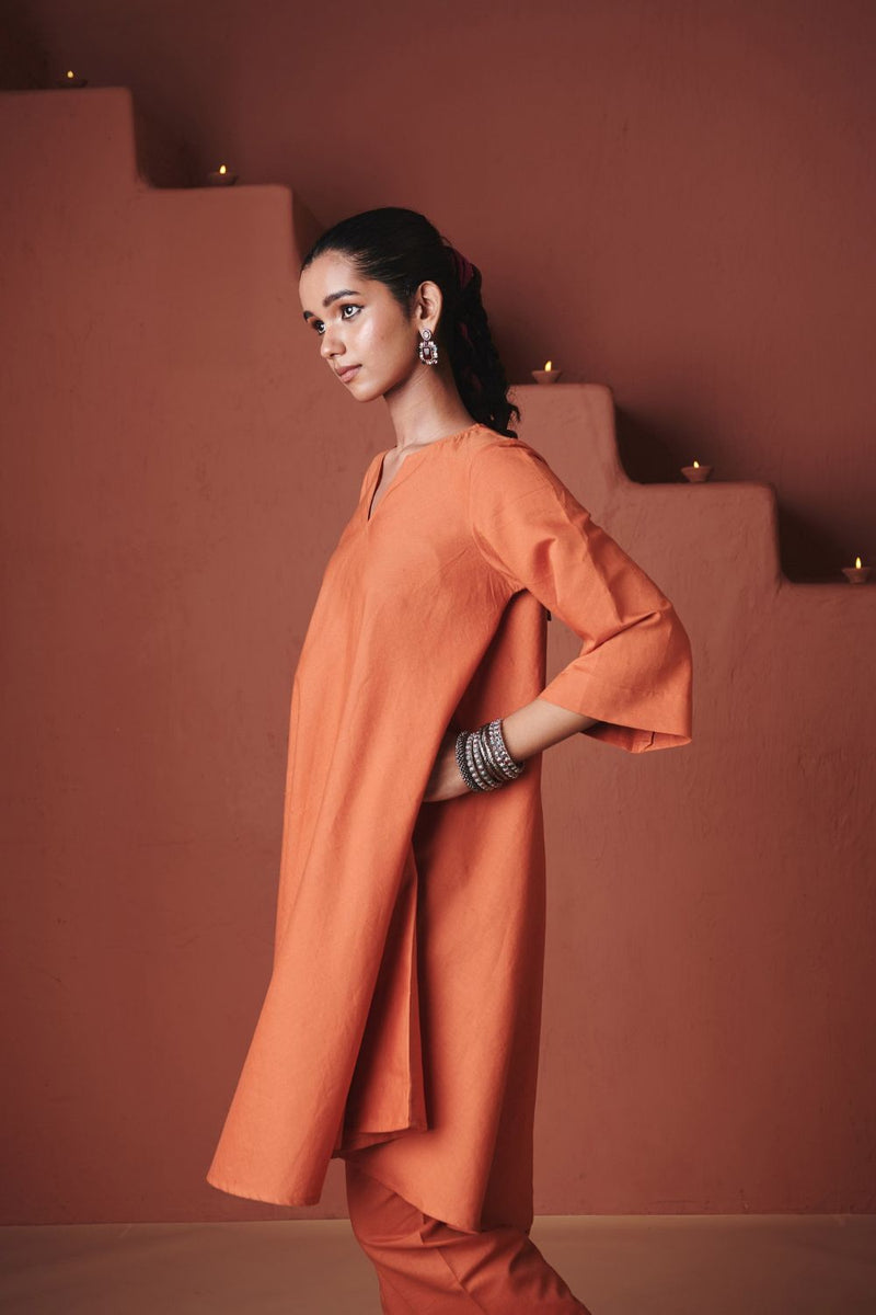 Marigold Co Linen Pheran Kurta Set