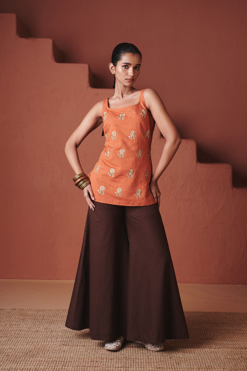 Marigold Coffee Co Linen Sleeveless Sharara Set