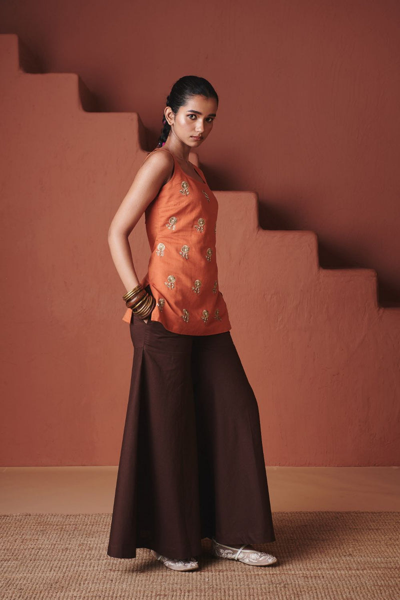 Marigold Coffee Co Linen Sleeveless Sharara Set