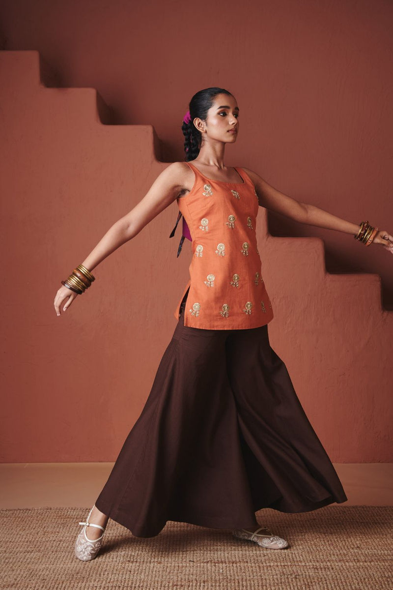 Marigold Coffee Co Linen Sleeveless Sharara Set