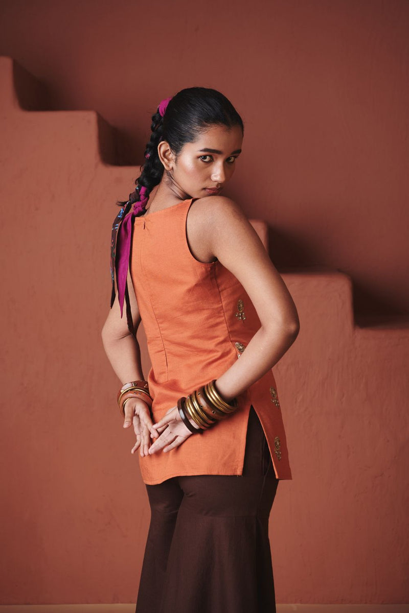 Marigold Coffee Co Linen Sleeveless Sharara Set