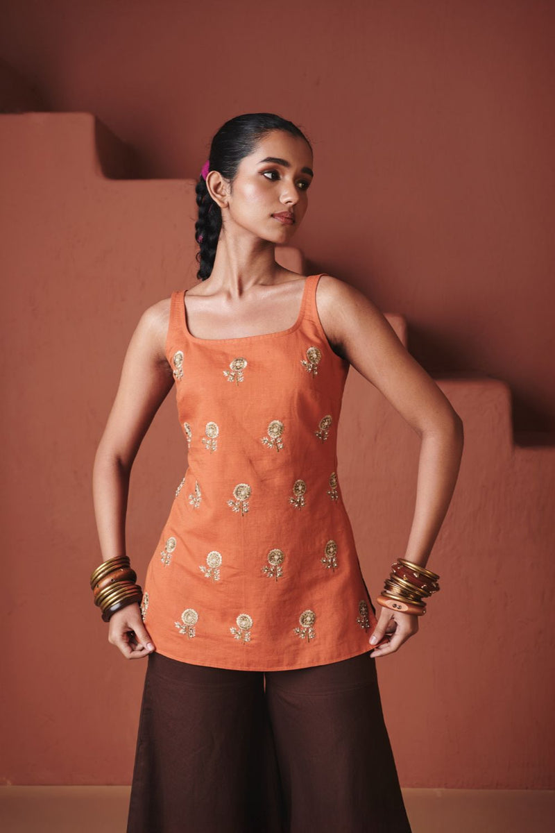Marigold Coffee Co Linen Sleeveless Sharara Set