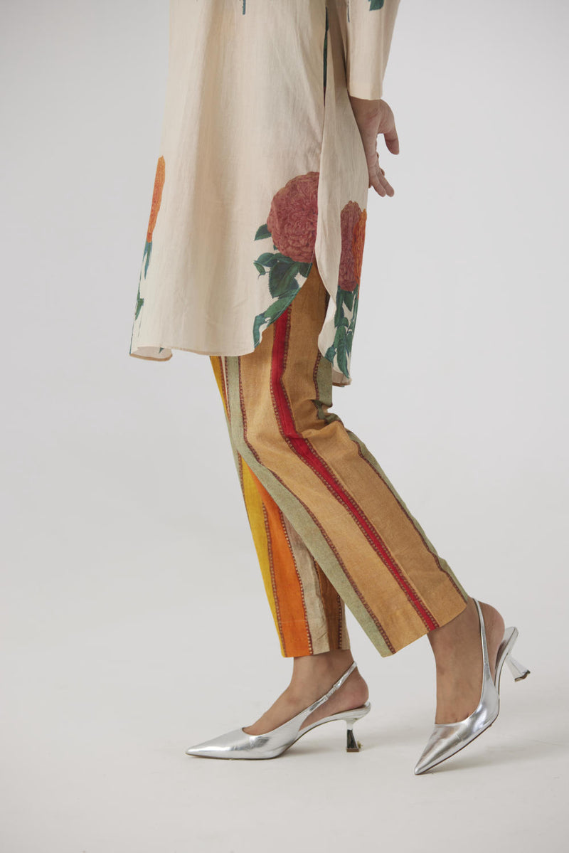 MARIGOLD SOLID SHORT KURTA SET cotton by Yam in beige color for women in Singapore