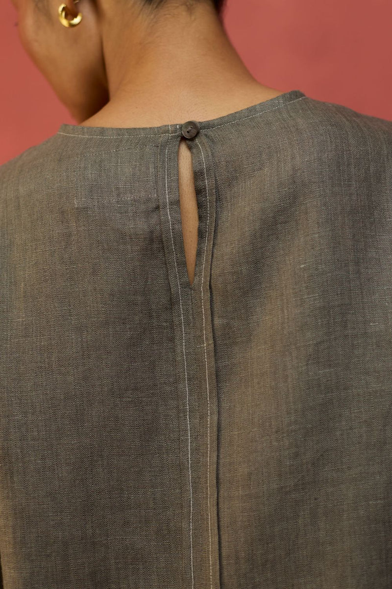 Mariko Crop Linen Top - Grey by Manan for in Singapore