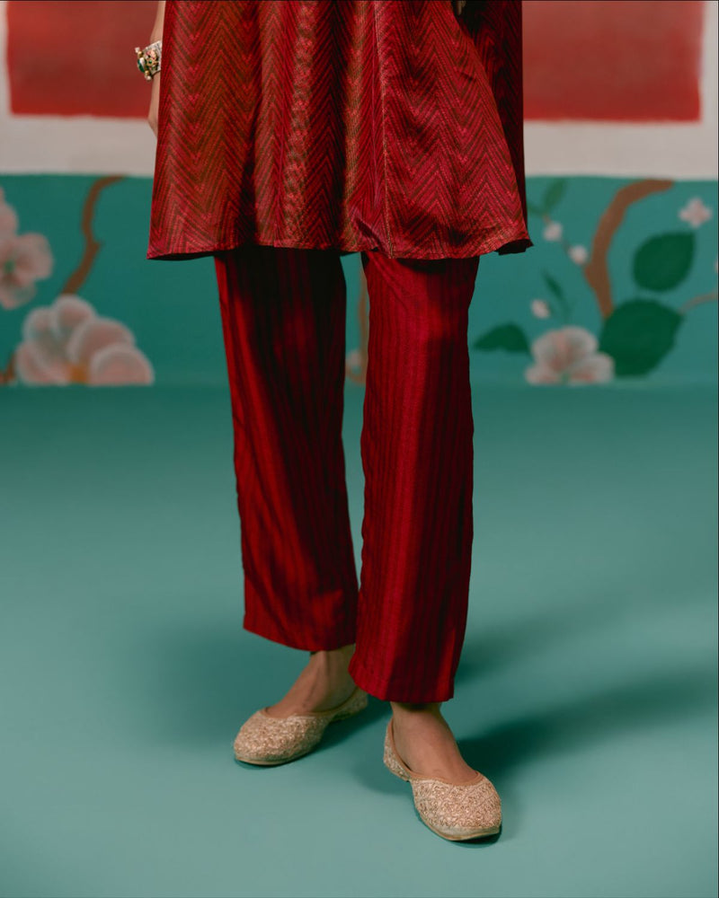 Maroon Embroidered Kurta Set tissue Buy Maroon Embroidered Kurta Set from C&W | Kurta/Kurta Sets for Women by Label Mogra for women in Singapore