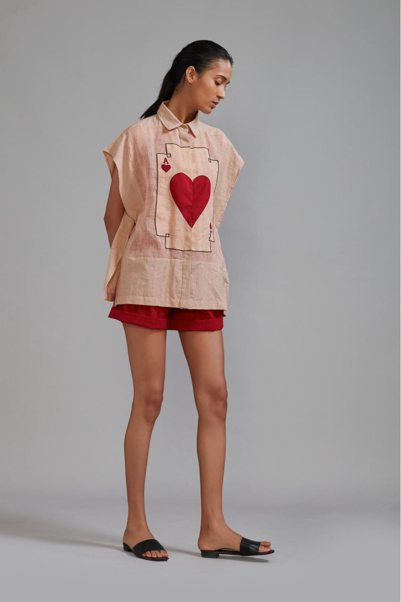 Mati Ace Shirt-Pink linen Top & Tunics by Mati in pink color for women in Singapore