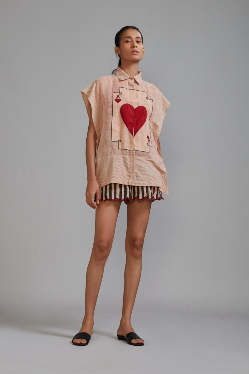 Mati Ace Set-Pink Str (2 PCS) linen Top & Tunics by Mati in pink color for women in Singapore