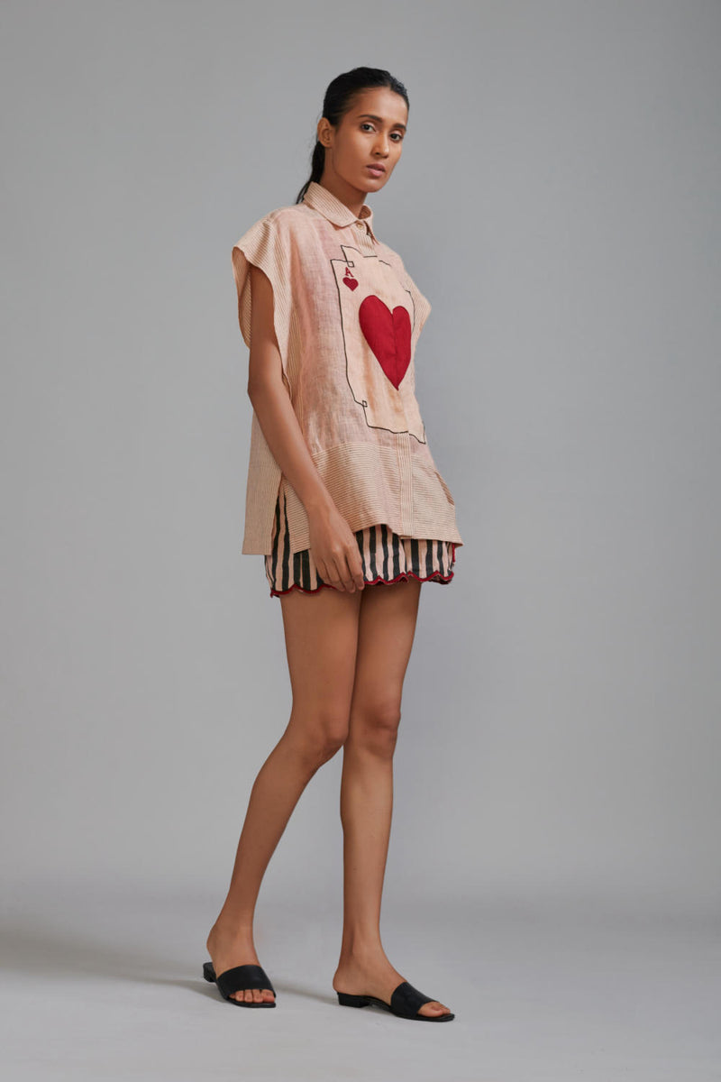 Mati Ace Shirt-Pink linen Top & Tunics by Mati in pink color for women in Singapore