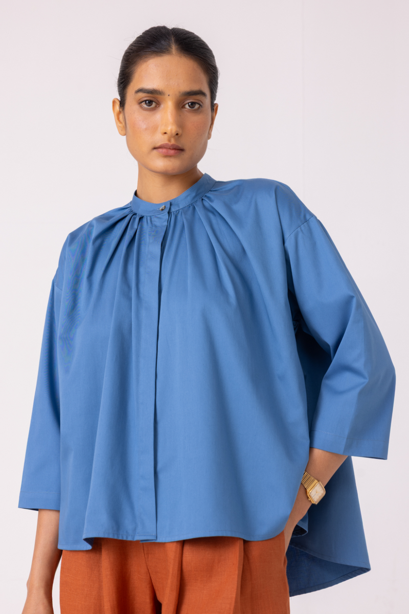 Matilda Blue Top cotton by The Summer House for women in Singapore
