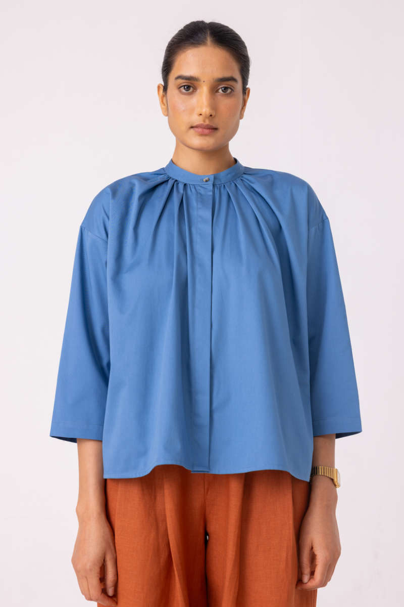 Matilda Blue Top cotton by The Summer House for women in Singapore
