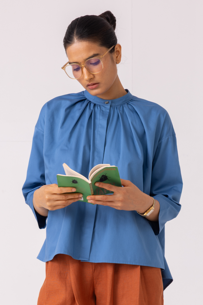 Matilda Blue Top cotton by The Summer House for women in Singapore