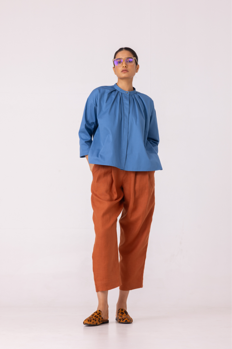 Matilda Blue Top cotton by The Summer House for women in Singapore
