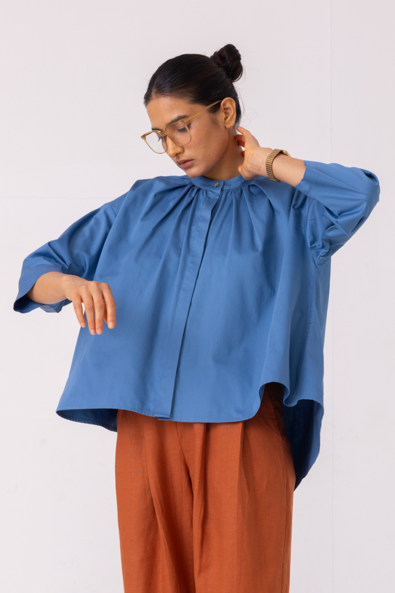 Matilda Blue Top cotton by The Summer House for women in Singapore