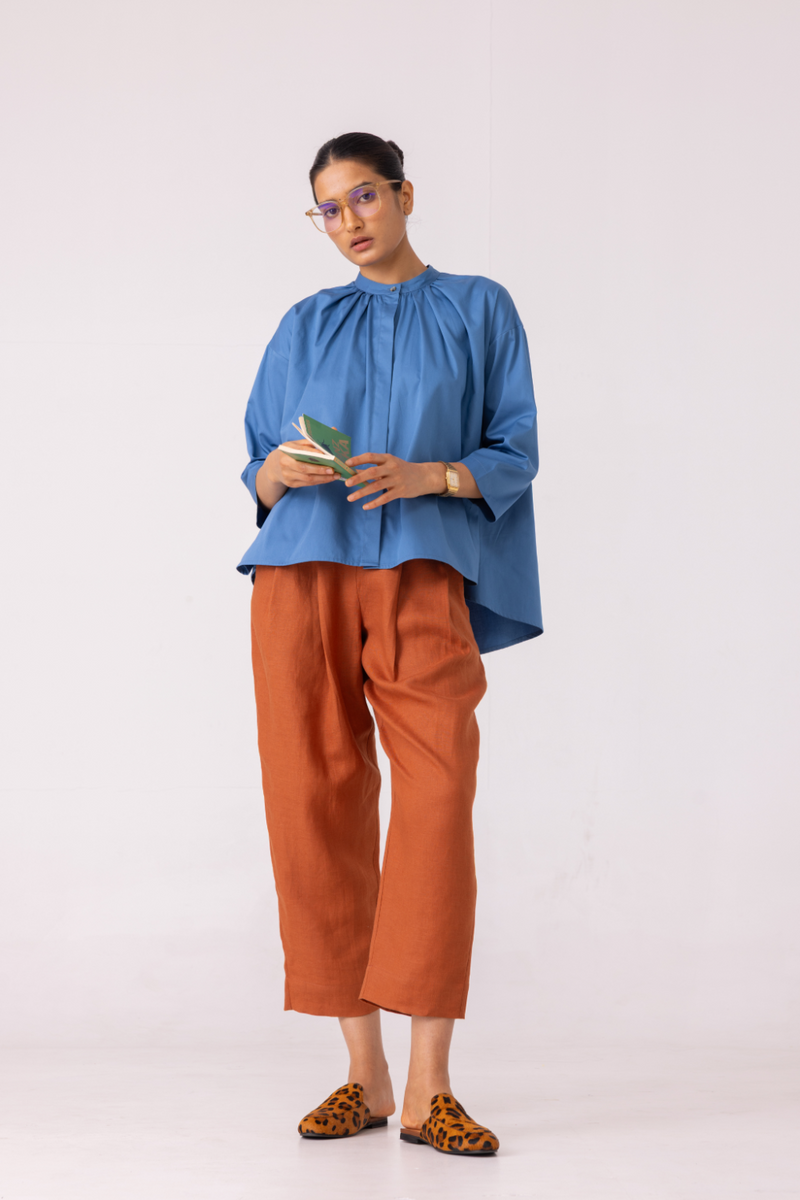 Matilda Blue Top cotton by The Summer House for women in Singapore