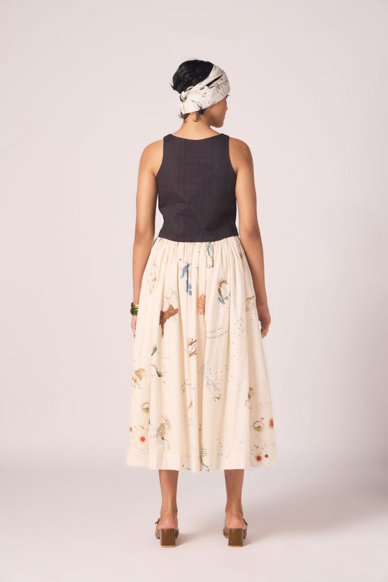 Maud Zodiac Print Cotton Skirt cotton by The Summer House for women in Singapore