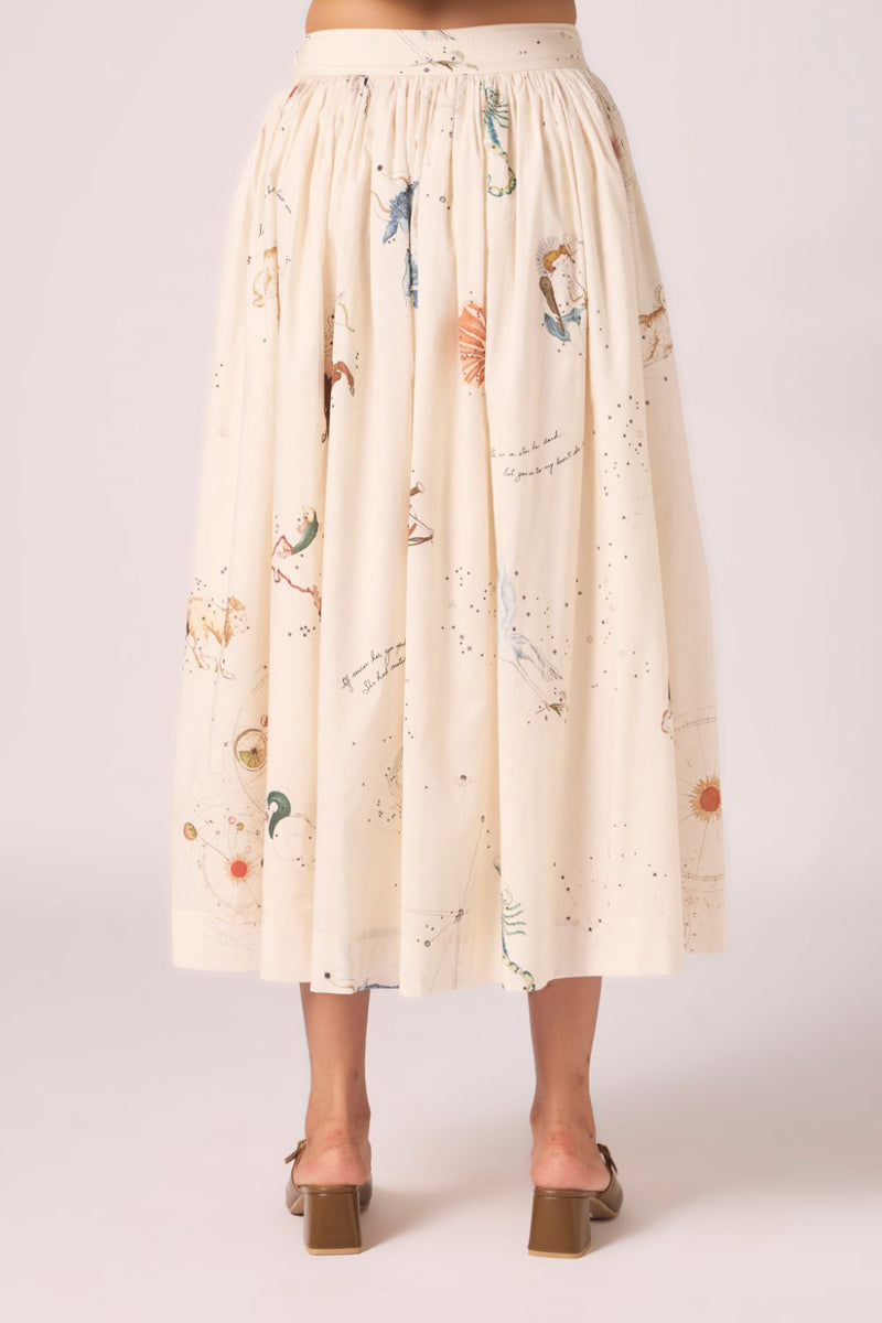 Maud Zodiac Print Cotton Skirt cotton by The Summer House for women in Singapore