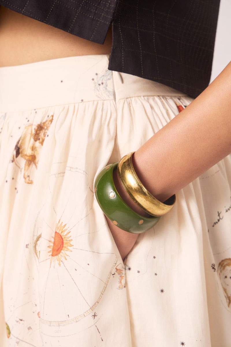 Maud Zodiac Print Cotton Skirt cotton by The Summer House for women in Singapore